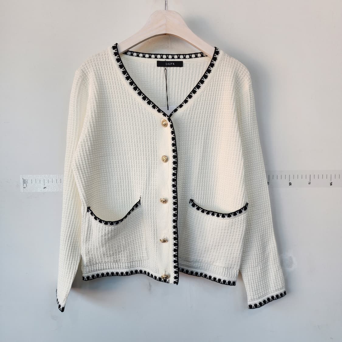 GGPX 화이트 배색 가디건 상품이미지1