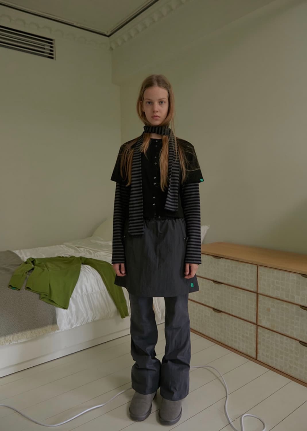 셔링 스커트 + 팬츠 세트 _ 차콜 상품이미지1