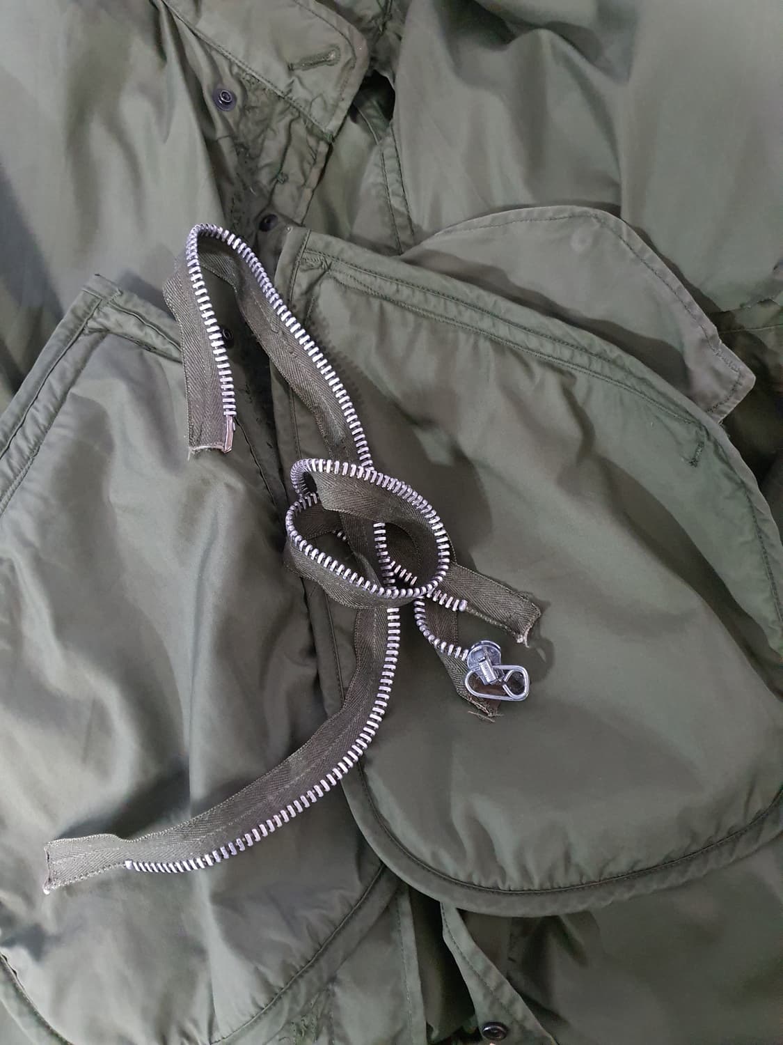 빈티지 스웨덴군 퍼 라이너 + m-65 피쉬테일 파카 커스텀 자켓. 상품이미지3