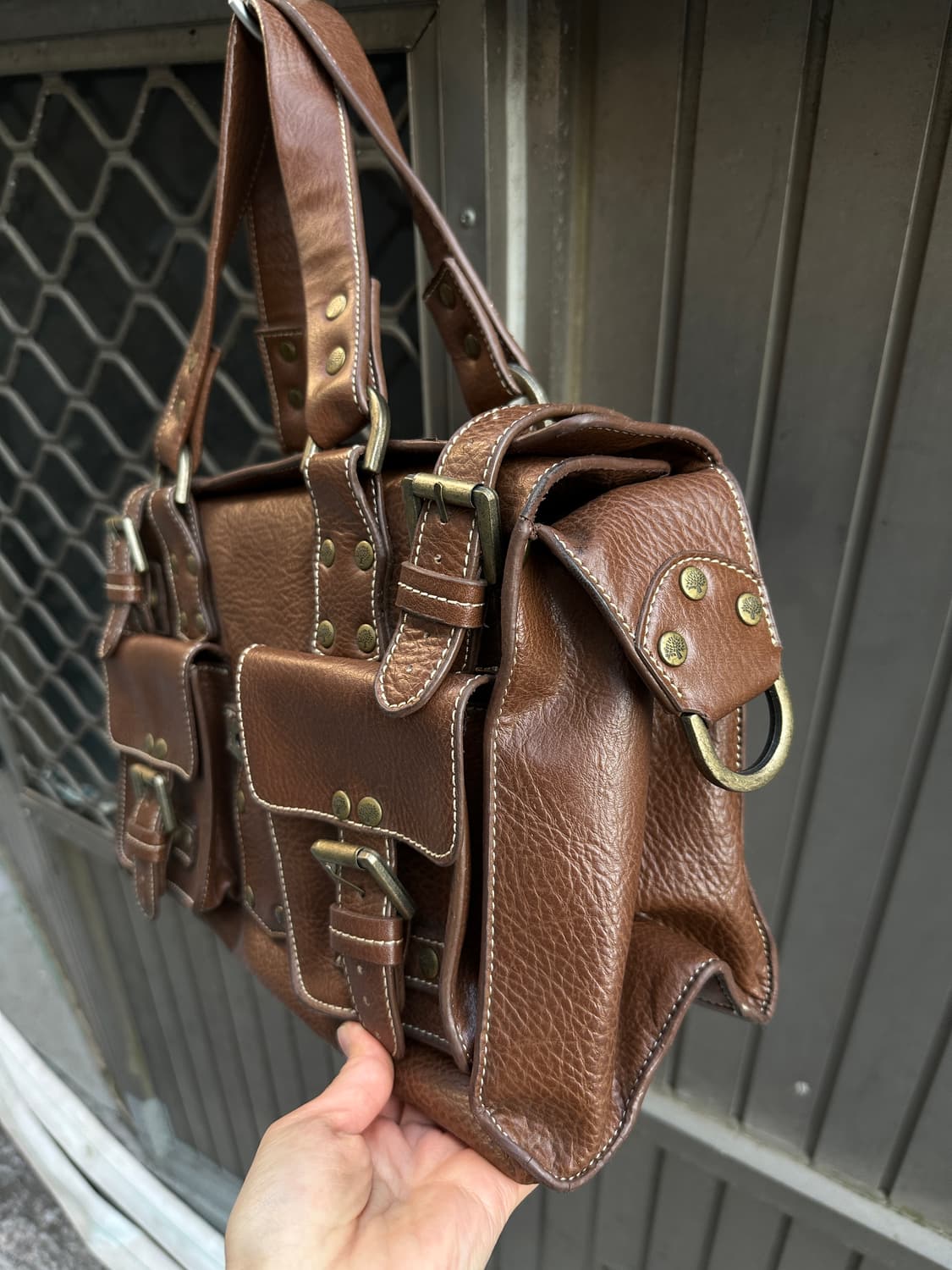 Stud brown satchel bag 상품이미지2