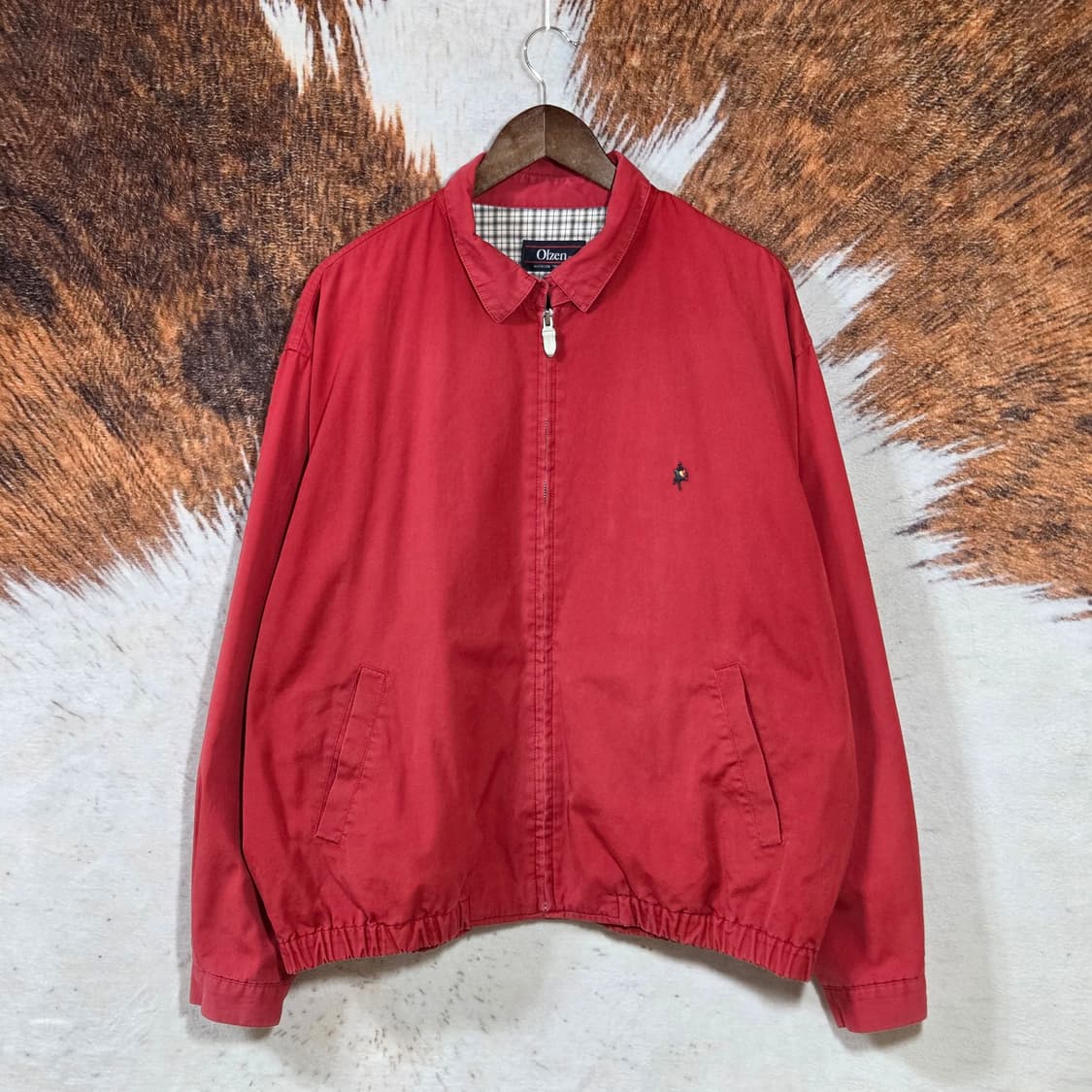 빈티지 체크안감 래드 코튼 블루종 자켓 상품이미지1