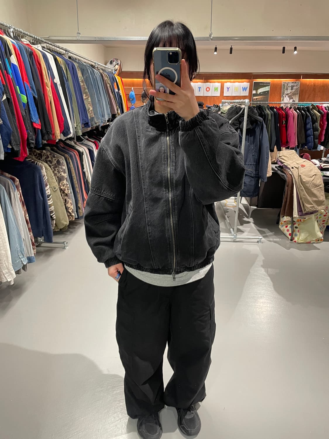 에잇세컨즈 오버핏 투웨이 흑청 블루종 자켓  상품이미지5