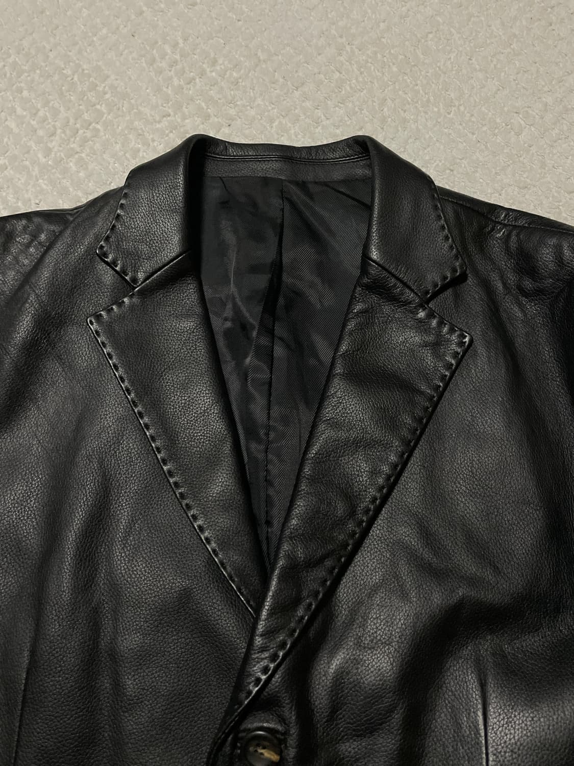 광희시장 웨스턴 무드 3버튼 램스킨 양가죽 스티치 레더 자켓 상품이미지4