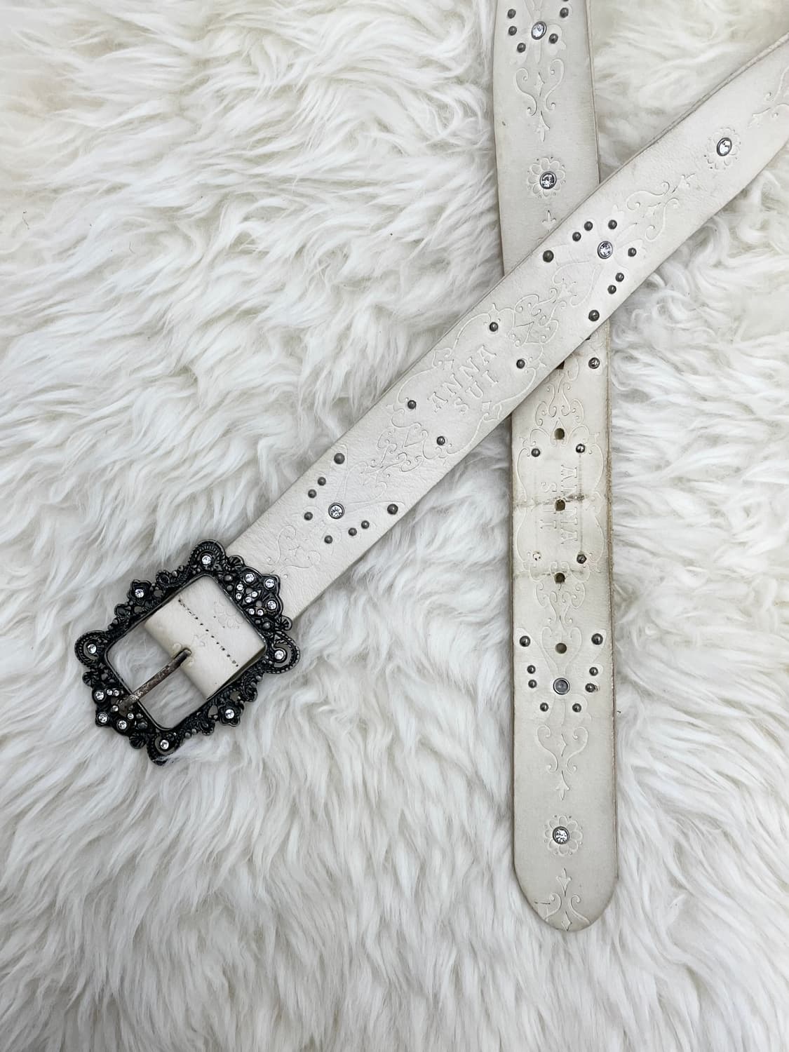 리얼레더 오리엔탈 큐빅 펀칭 버클 벨트 상품이미지6