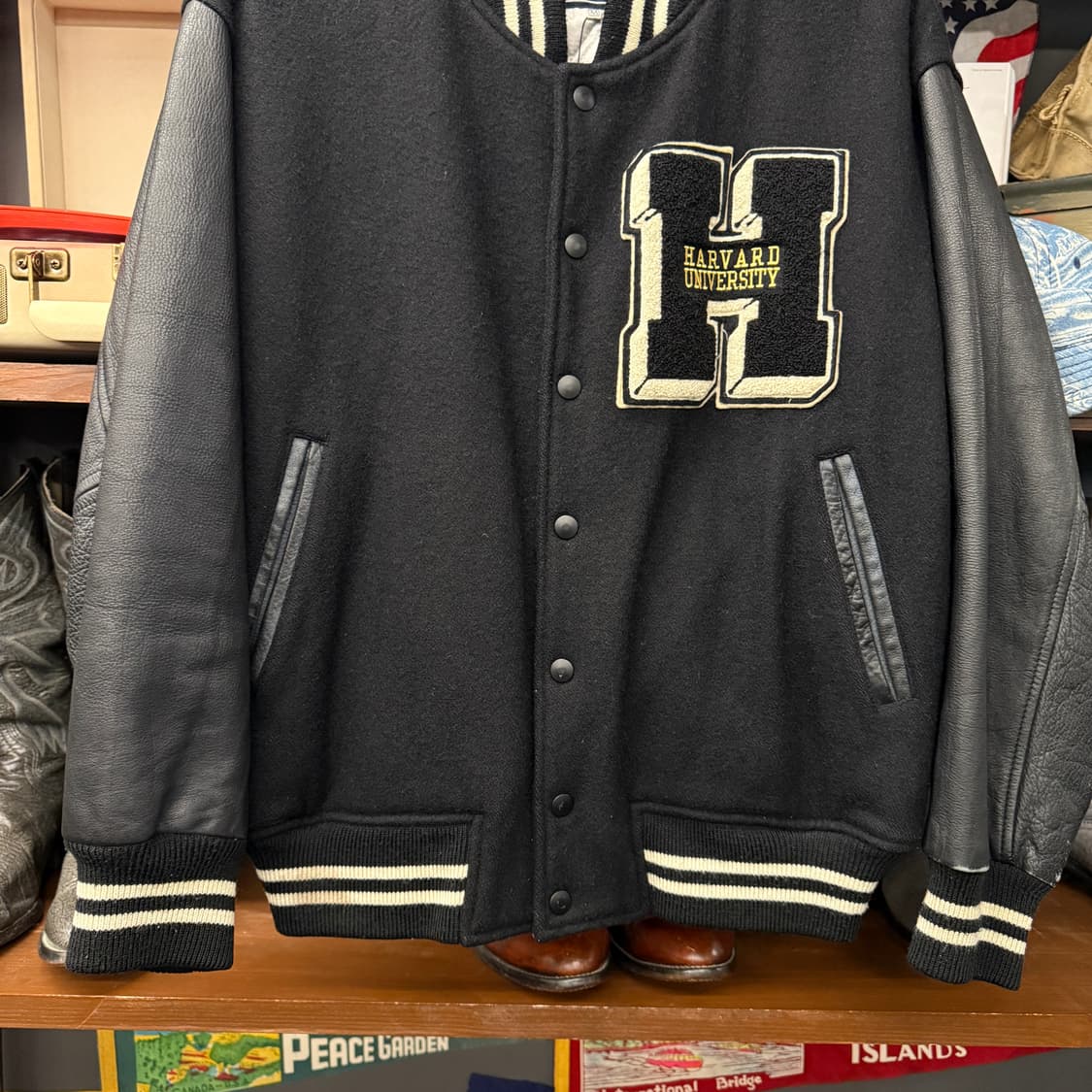 90s 하버드 오리지널 빅 엠브로이드 울 바시티 자켓 N852   상품이미지3