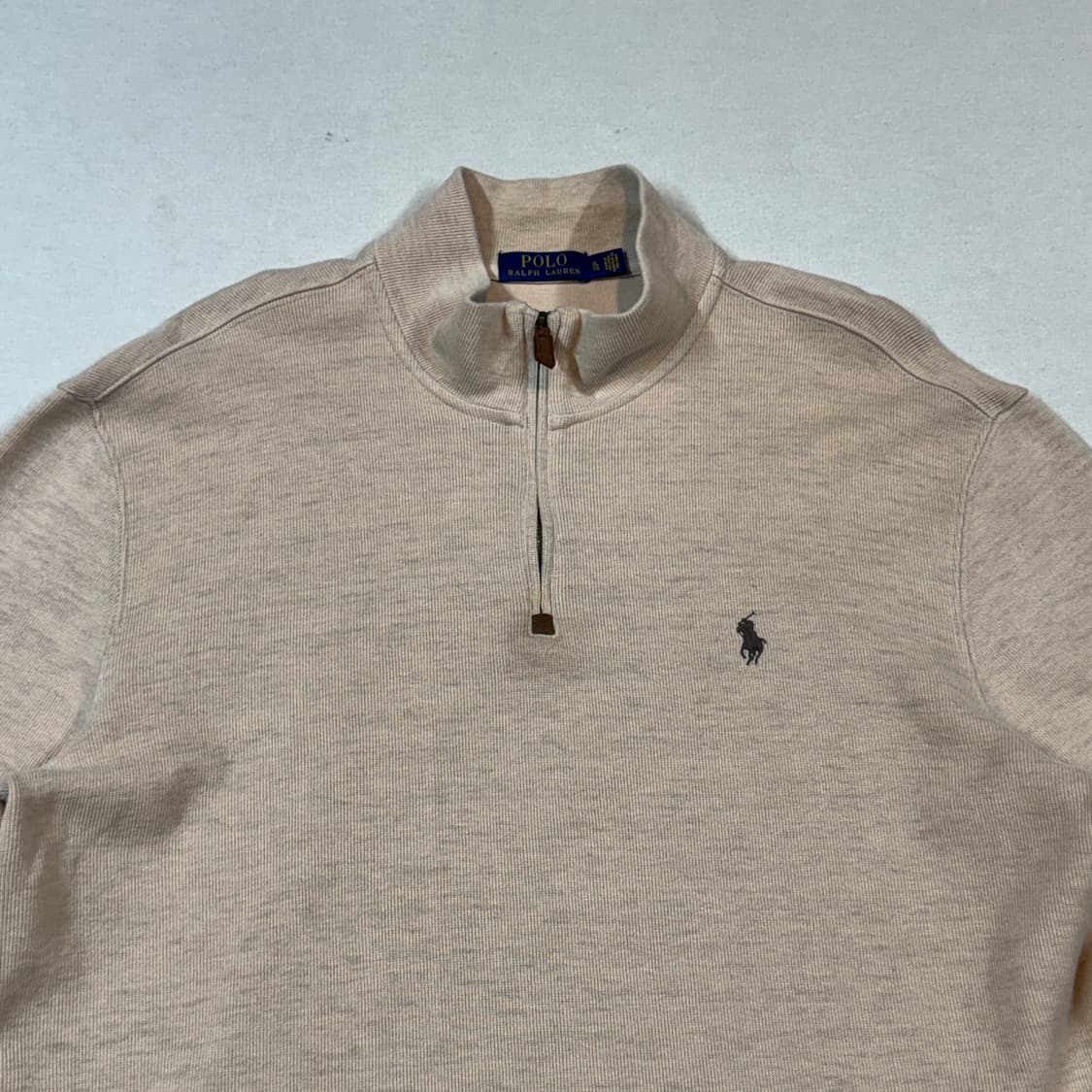 XL) 폴로 랄프로렌 반집업 풀오버 코튼 니트 아이보리 베이지 상품이미지3