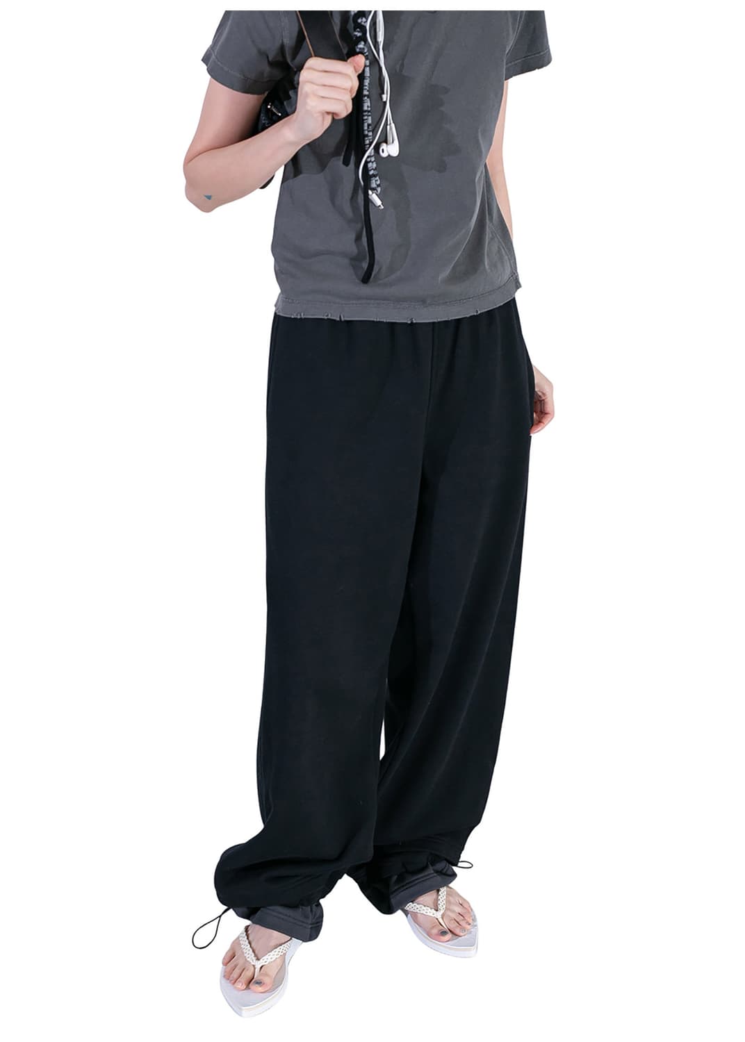 퍼버즈 STEP LAYERED SWEAT PANTS (BLACK) 상품이미지1