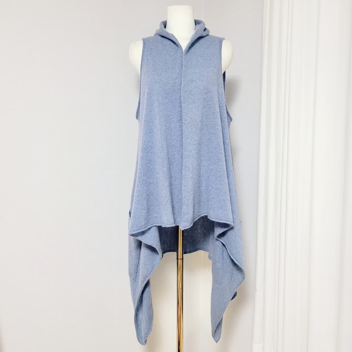 King Deer 캐시미어 100% 오픈형 언발란스 니트 롱베스트  상품이미지3