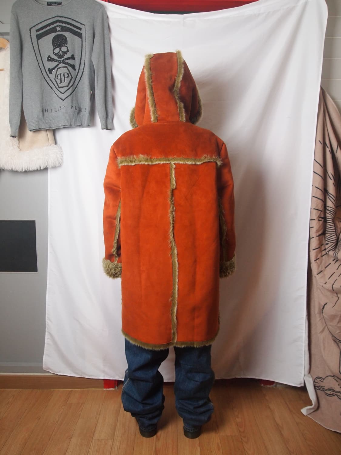 빈티지 스웨이드 퍼 트리밍 후드 자켓 상품이미지5