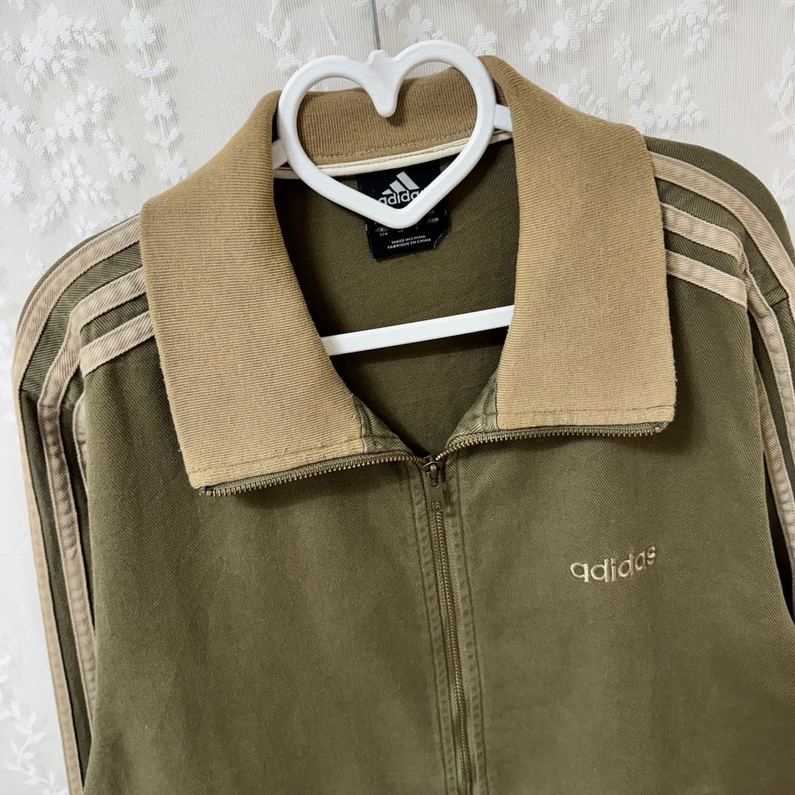 아디다스 카키 브라운 져지 L 100 트랙탑 자켓 베켄바우어 코튼 올리브 상품이미지4