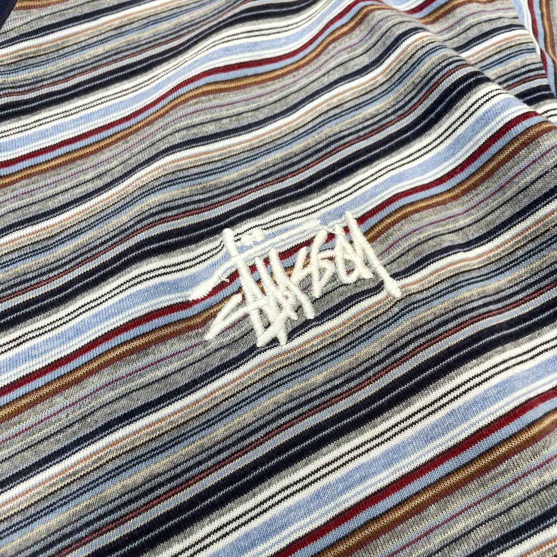 90s stussy made in usa 스투시 스트라이프 브이넥 티셔츠 상품이미지5