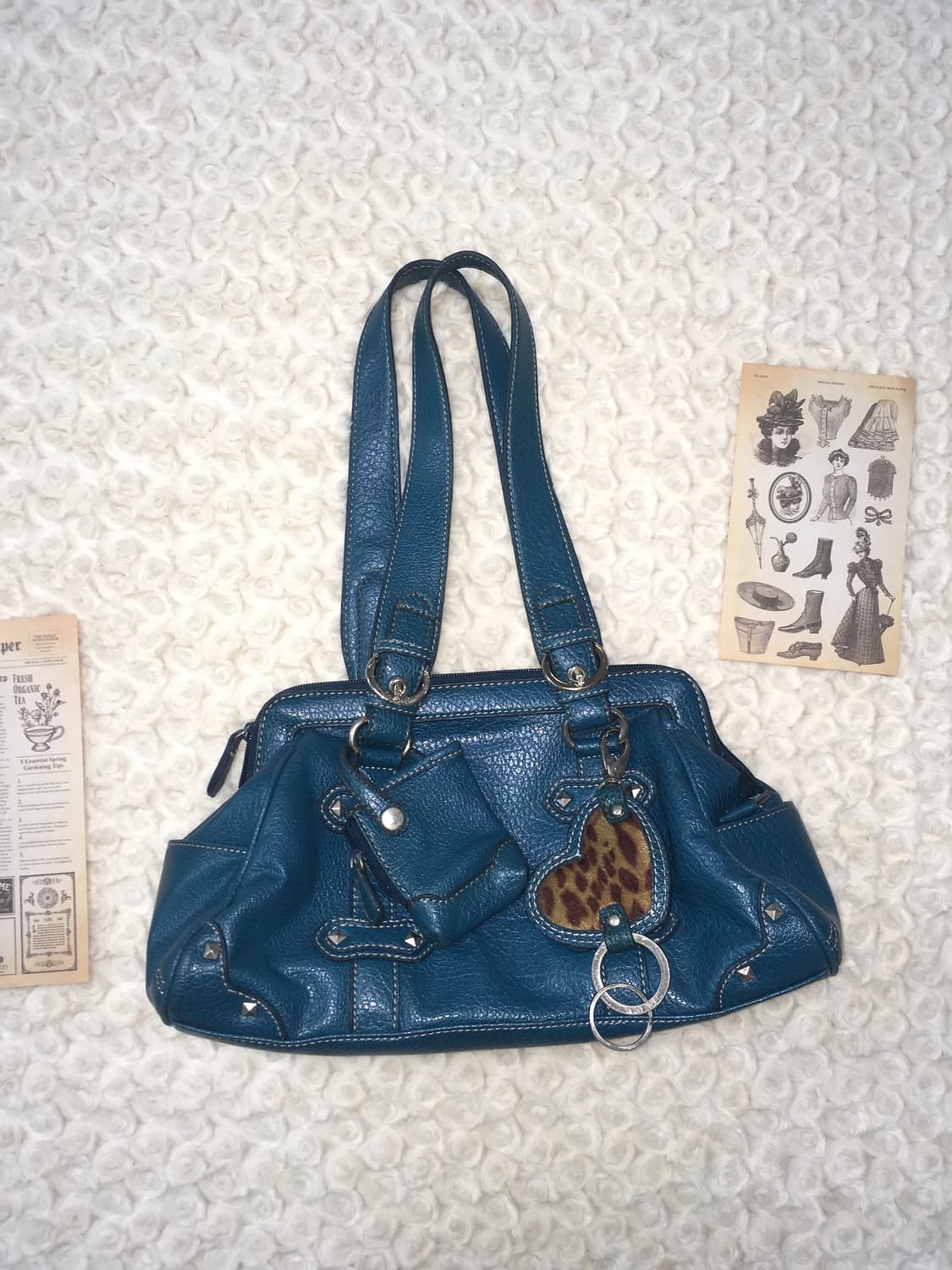 Jpn vintage bluegreen stud leather bag 상품이미지1