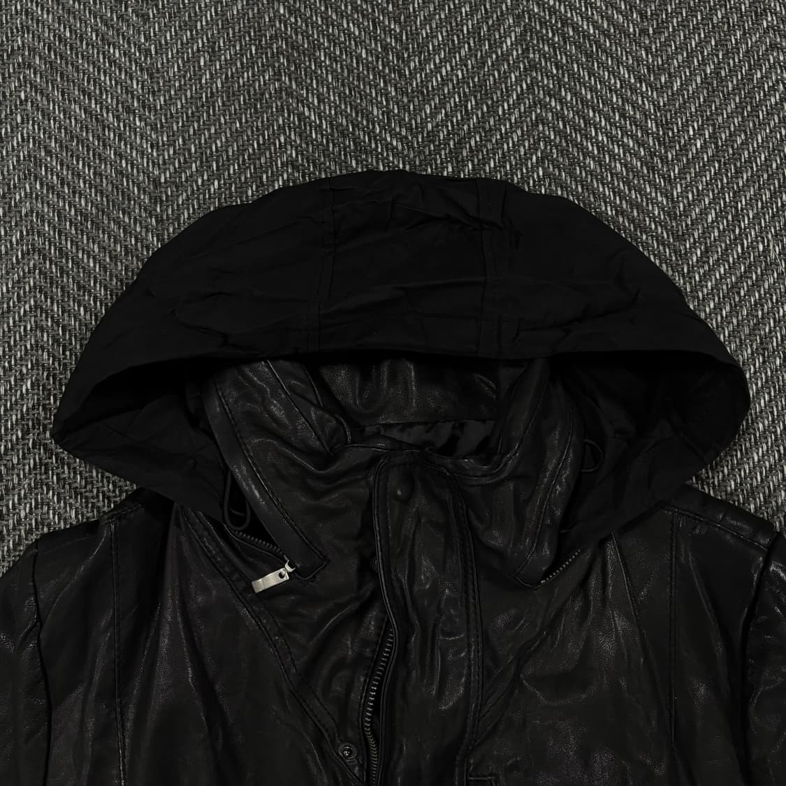 램스킨 슬림핏 히든후드 자켓 블랙 상품이미지7