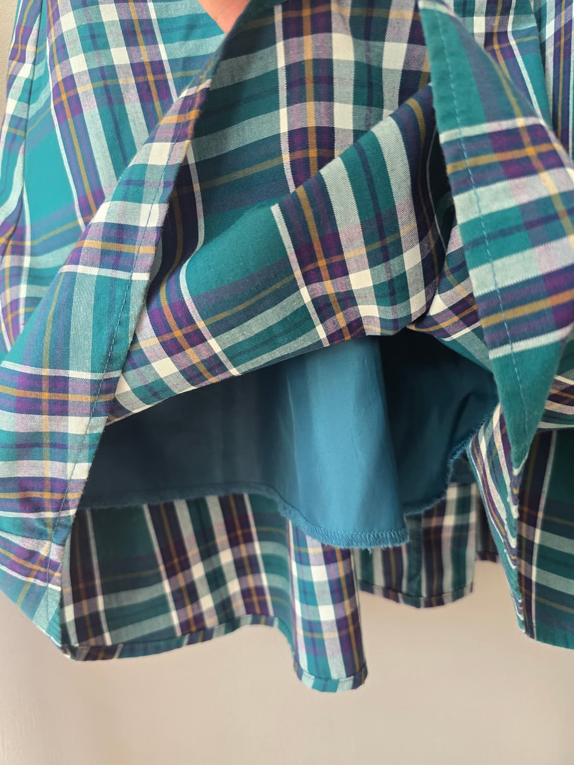 GU 그린 체크 플레어 스커트 (뒷밴딩 / 포켓) 상품이미지6