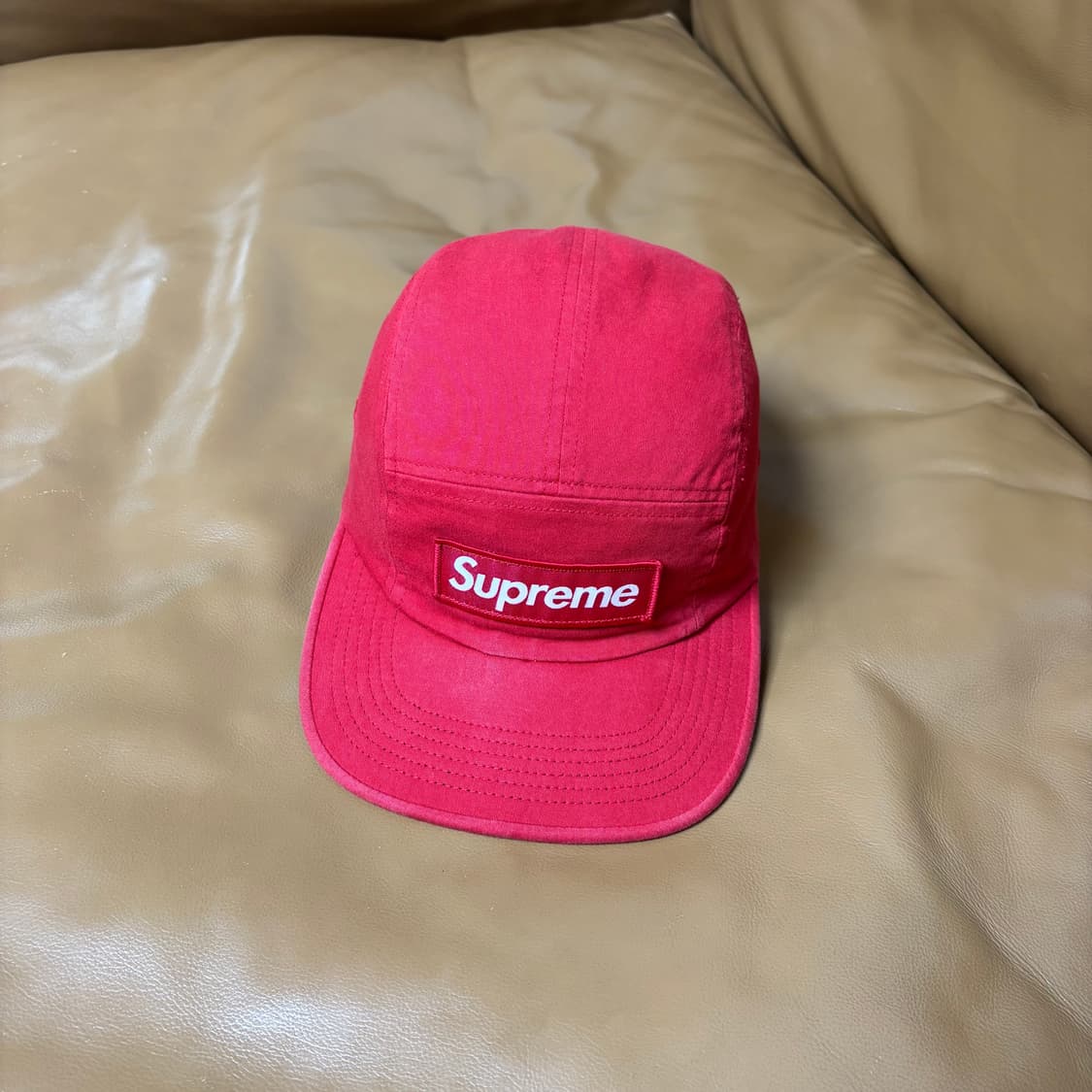 슈프림 캠프캡 모자 박스로고 워시드 레드 상품이미지1