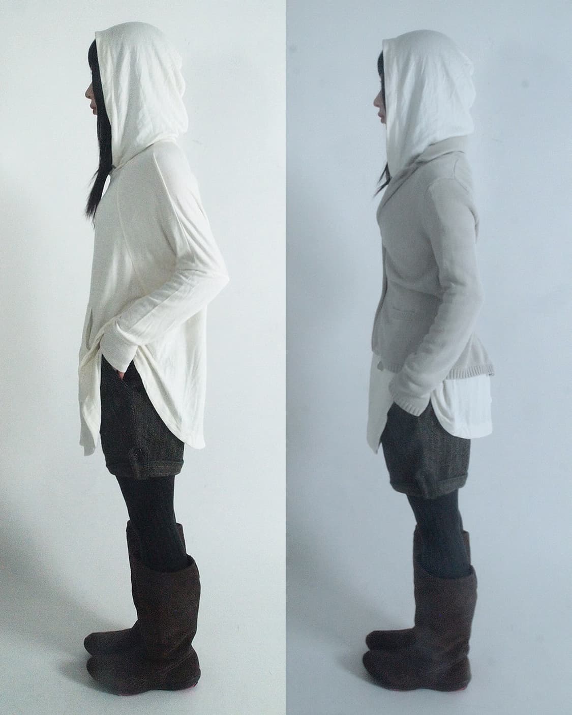 Set)hoodie+knit jacket+stripe woop pants 상품이미지3