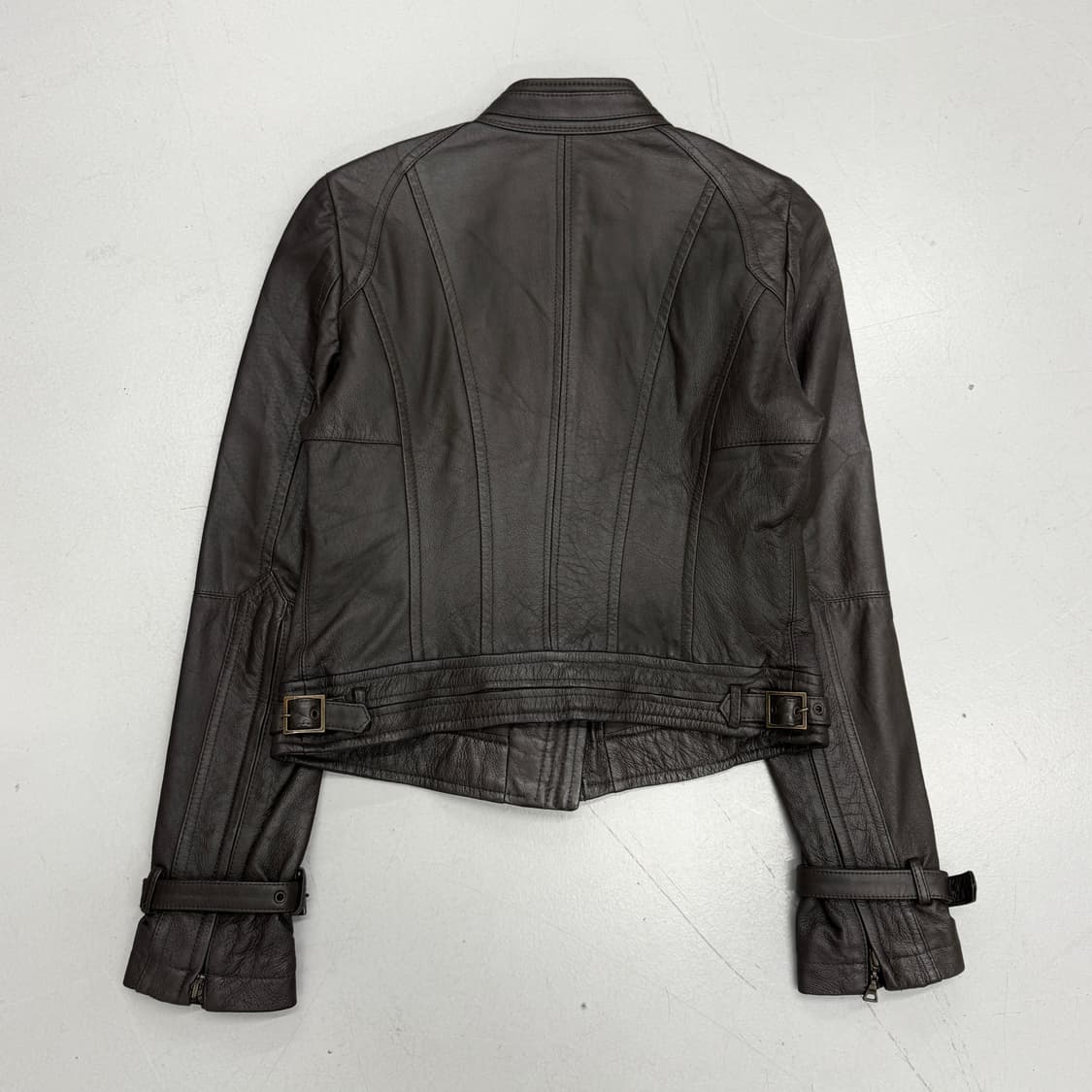 JPN 제팬 리얼레더 릭오웬스맛 사선 딱붙 라이더 가죽자켓 상품이미지3