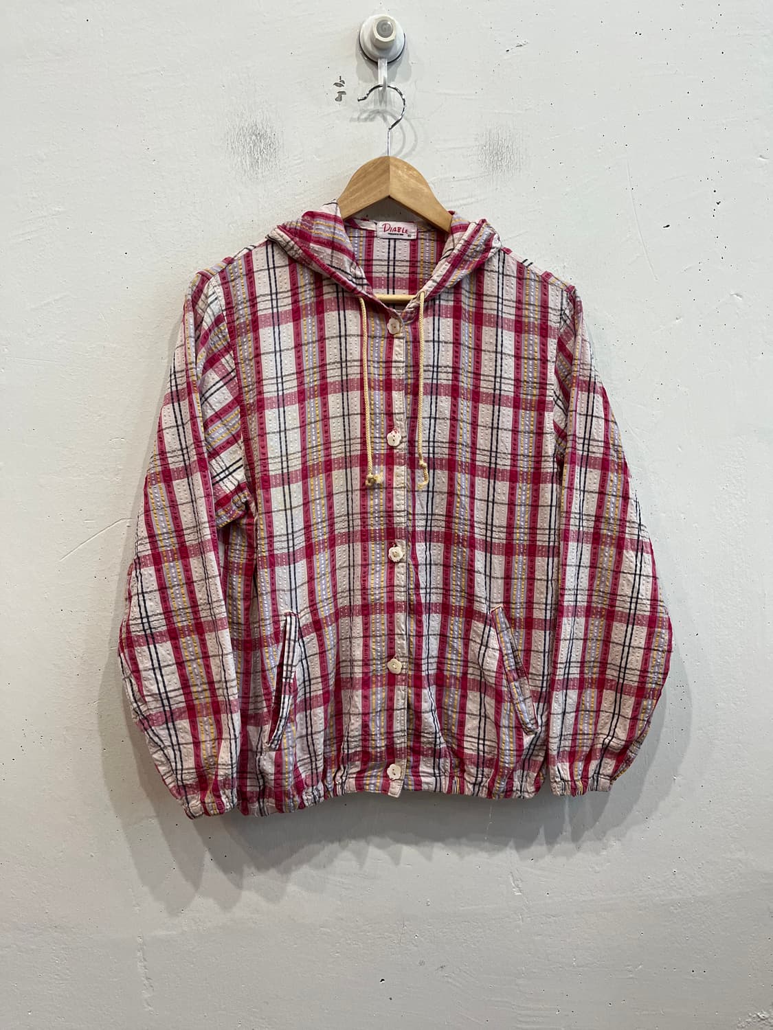 DIABLE 시어서커 빈티지 체크 후드 자켓 MADE IN JAPAN 상품이미지1