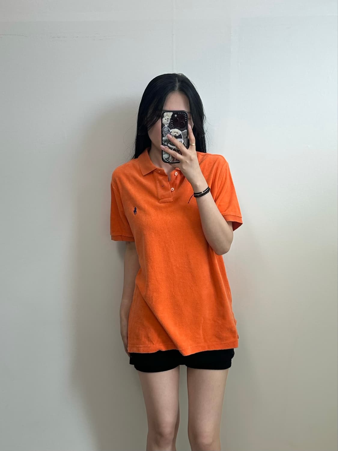 폴로 랄프로렌 자수로고 테리 오렌지 피케 반팔 카라 티셔츠  상품이미지1