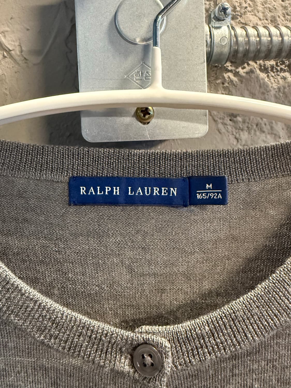 M 랄프로렌 RALPH LAUREN 메리노 울 라운드넥 가디건 그레이 상품이미지5