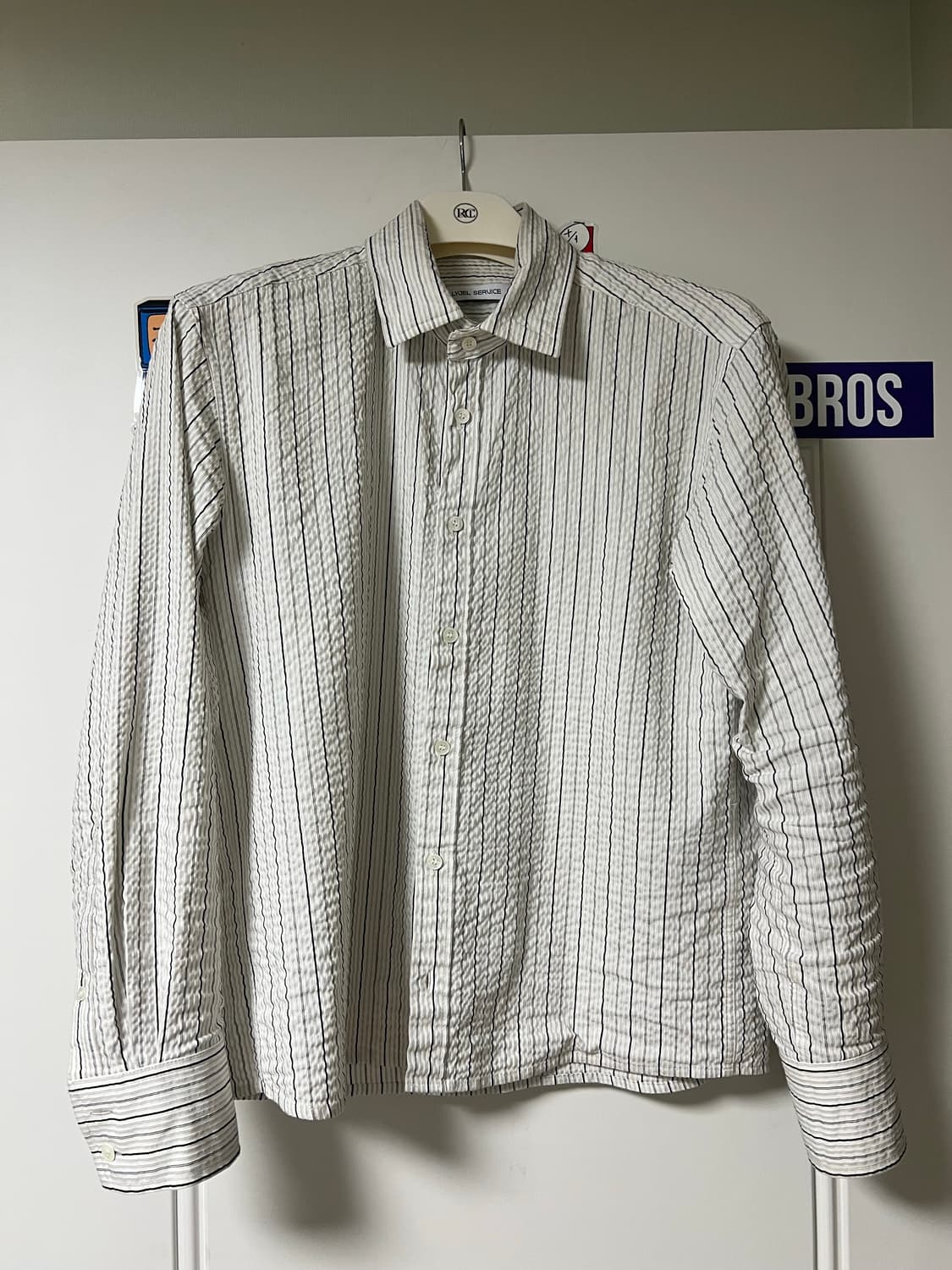 [1] 리젤서비스 스트라이프 크롭셔츠 상품이미지1