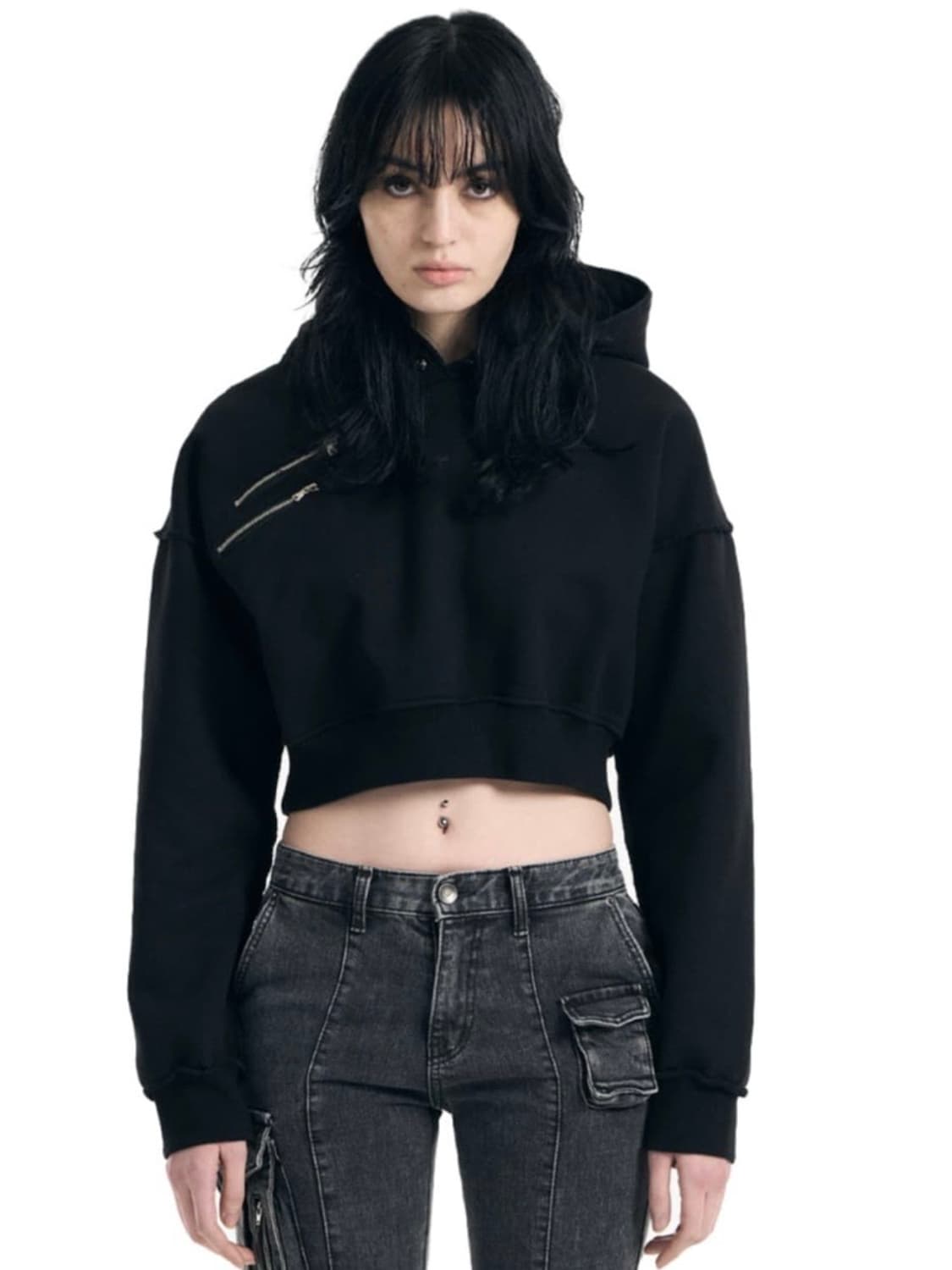 보헤미안서울 투지퍼 크롭 후디 상품이미지1