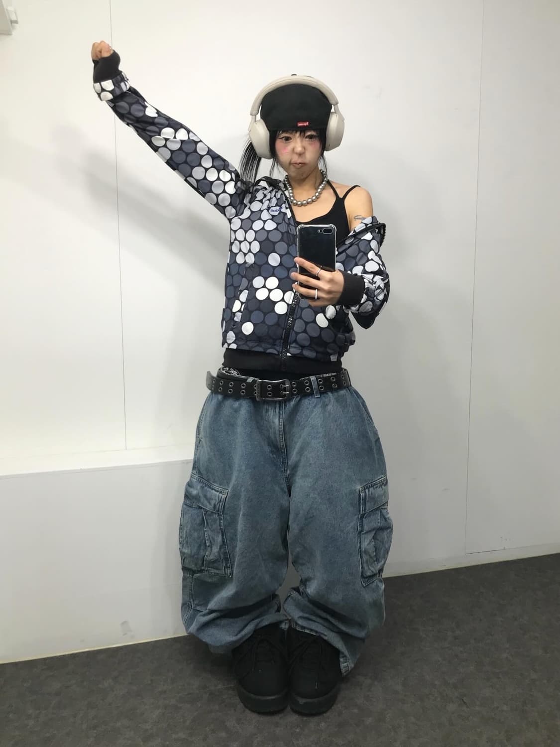 아디다스 도트패턴 하이넥 바람막이 세트 ( 상의+하의 ) 상품이미지2