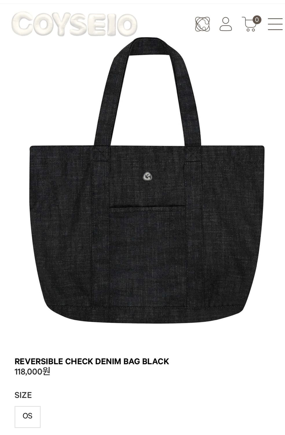 코이세이오 REVERSIBLE CHECK DENIM BAG BLACK 상품이미지1