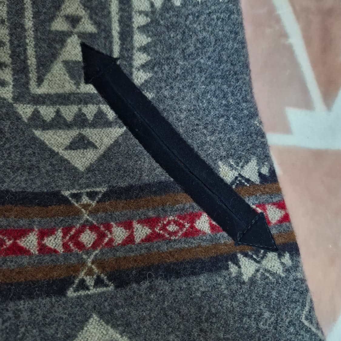 펜들턴 Pendleton 패턴 버진 울 코트 가죽 트림 상품이미지4