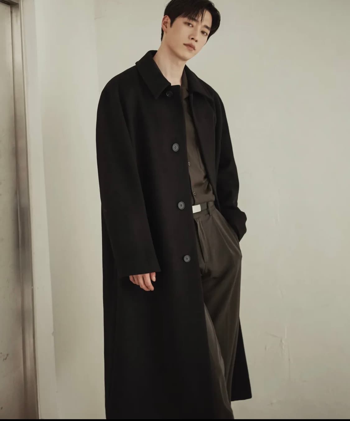 [서강준 착용] 드로우핏 프리미어 퓨어 캐시미어 발마칸 코트 블랙 M 상품이미지1