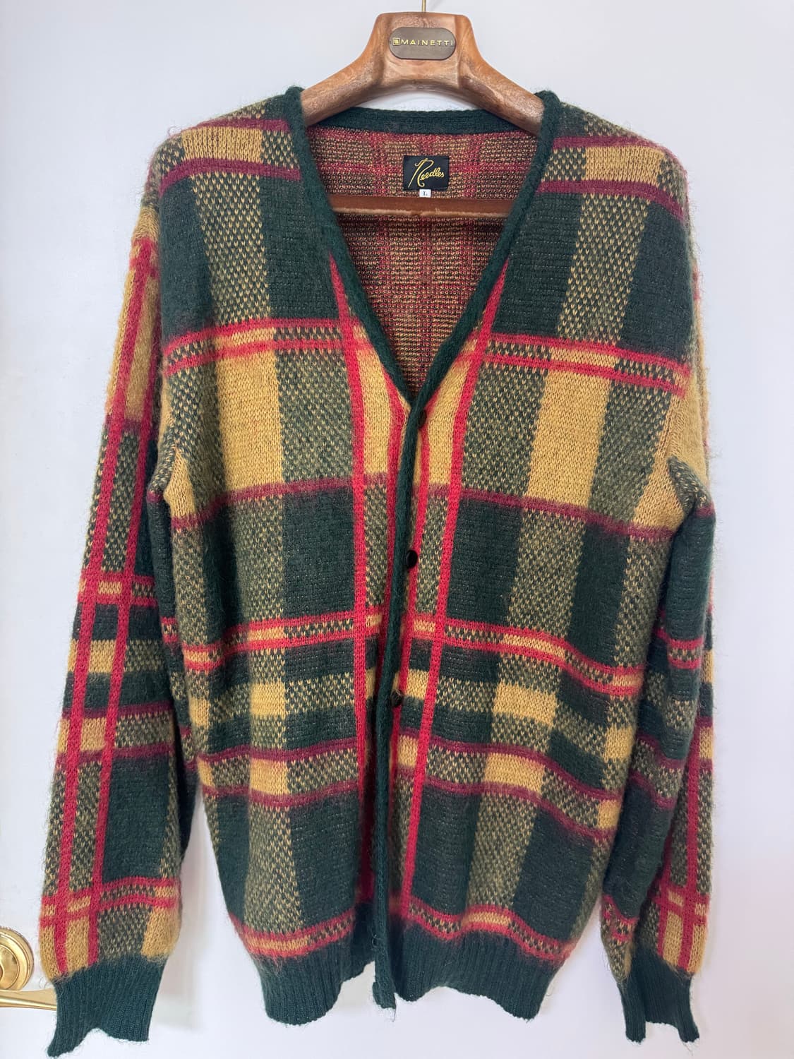 니들스 모헤어 가디건 타탄그린 상품이미지1