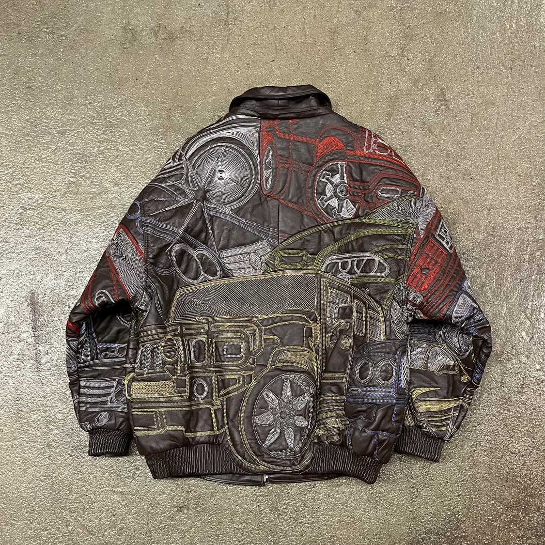 빈티지 오버 자수 가죽 자켓 (110-115) 상품이미지4