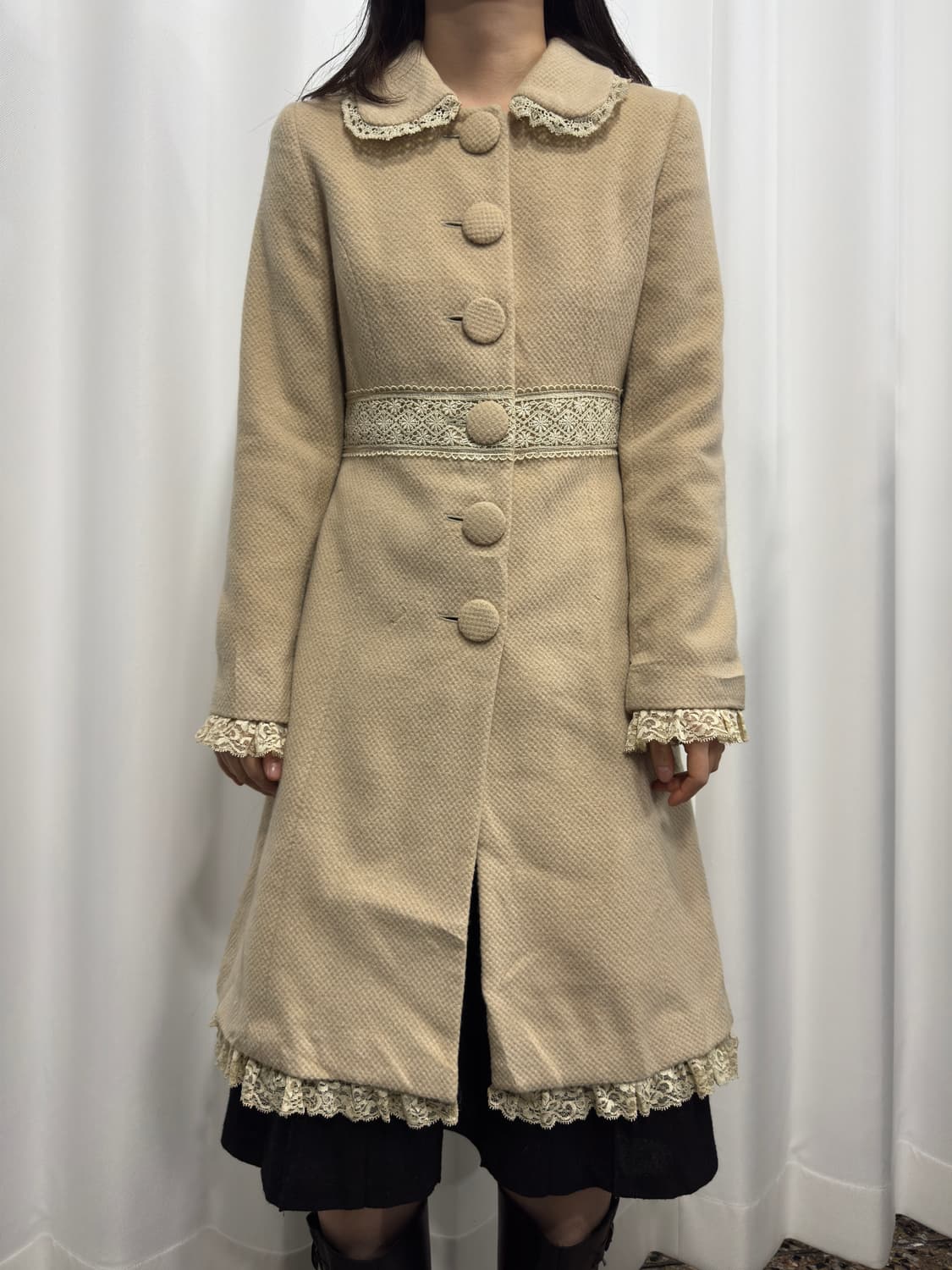 lace detail button wool coat 상품이미지2