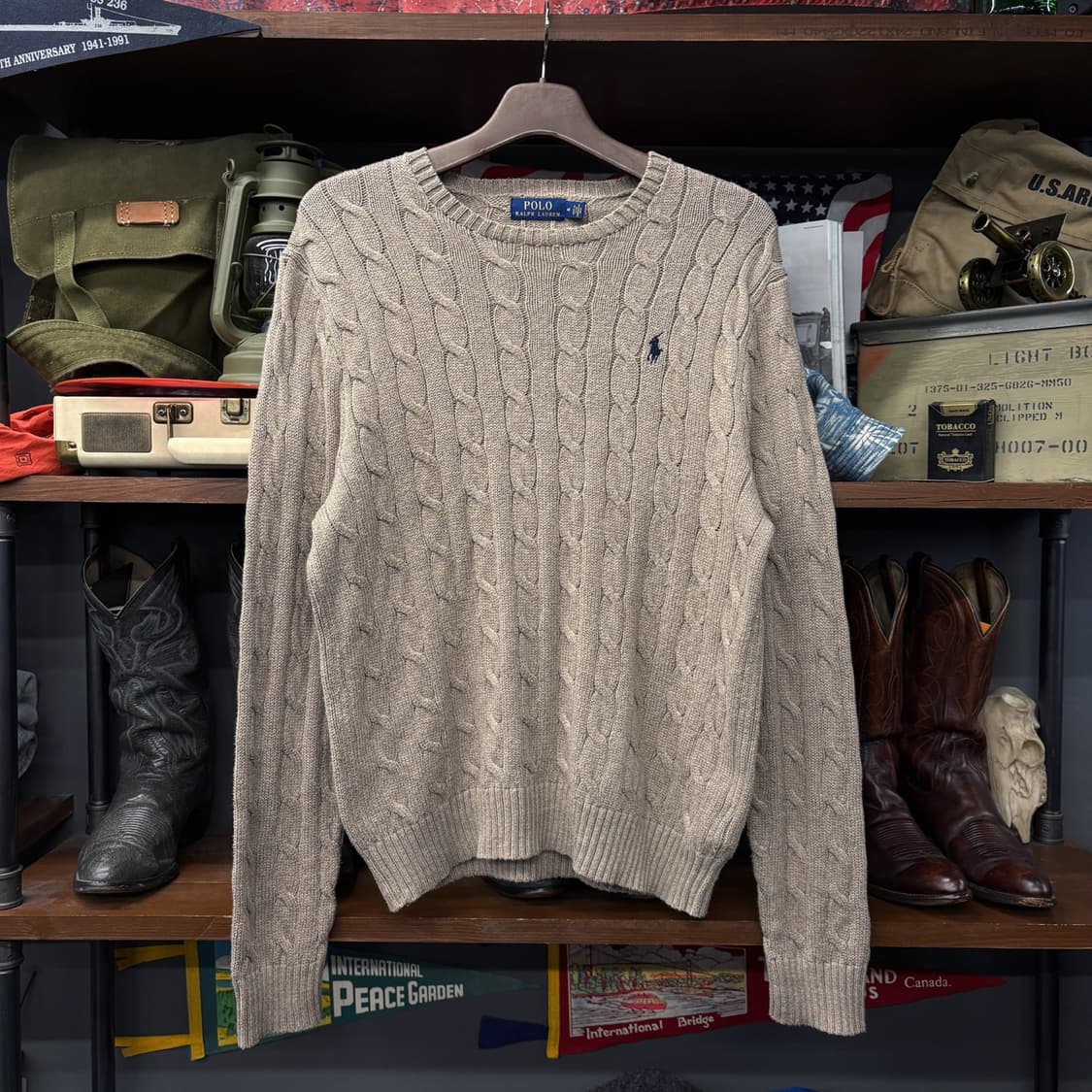 신형라벨 폴로랄프로렌 오트밀 케이블 라운드 코튼 니트 N183 상품이미지1