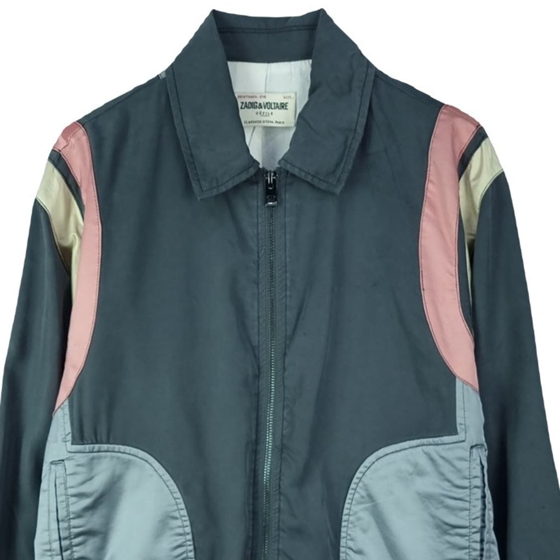 [쟈딕앤볼테르] 멀티 패널 배색 빈티지 블루종 집업 자켓 P01242 상품이미지4