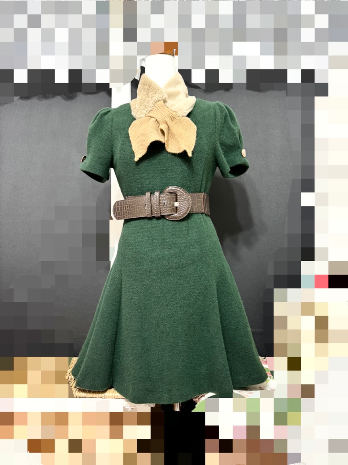 55ㅡ다크 그린 컬러 플레어 원피스 상품이미지1