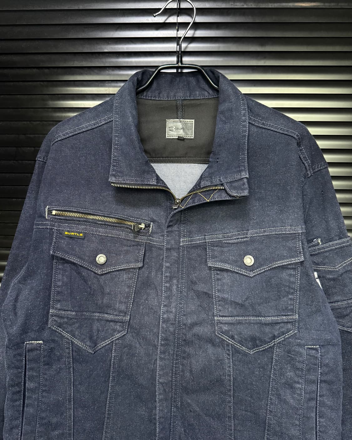BURTLE 일본 아메카지 데님 트러커 진청 하이넥 집업 워크 자켓 LL 상품이미지3