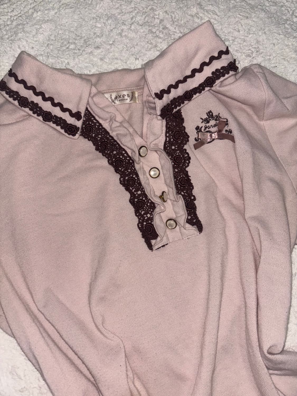 엑시즈팜 핑크 레이스 딸기 초코 반팔  상품이미지1