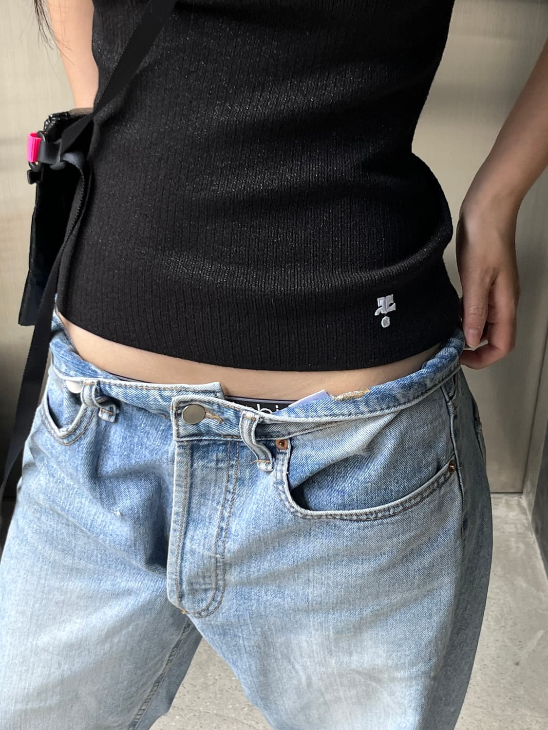 00s Courreges 꾸레쥬 로고 슬리브리스 상품이미지3