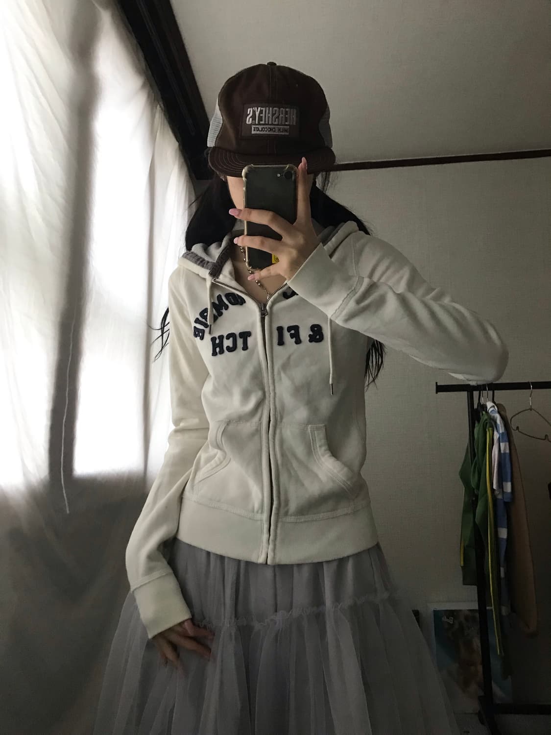 아베크롬비 화이트 딱붙핏 후드집업 상품이미지1