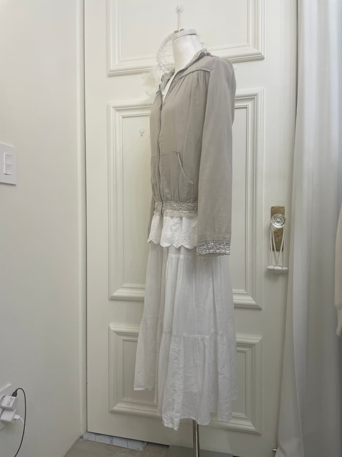 khakigray lace shirring fairy jacket 상품이미지3