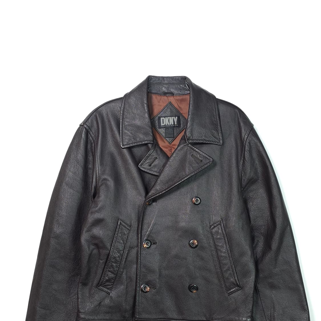 DKNY 리얼레더 더블 코트 S 상품이미지2