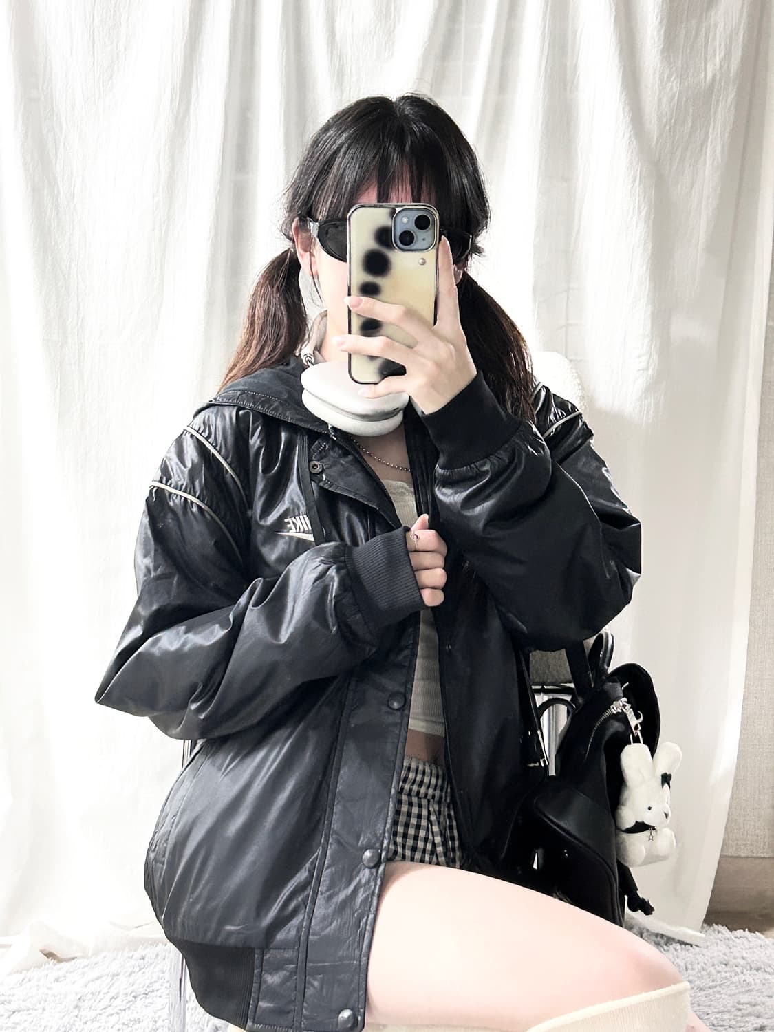 나이키 자수로고 블랙 나일론 점퍼 상품이미지3