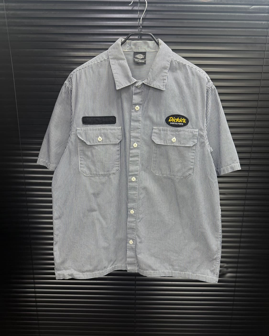 디키즈 스트라이프 반팔 워크 셔츠 XL 105 투포켓 패치 와펜 스트릿  상품이미지1