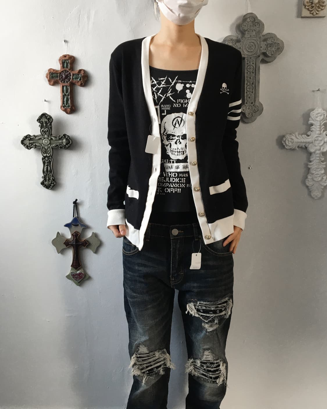 Needle work point knit cardigan 상품이미지5