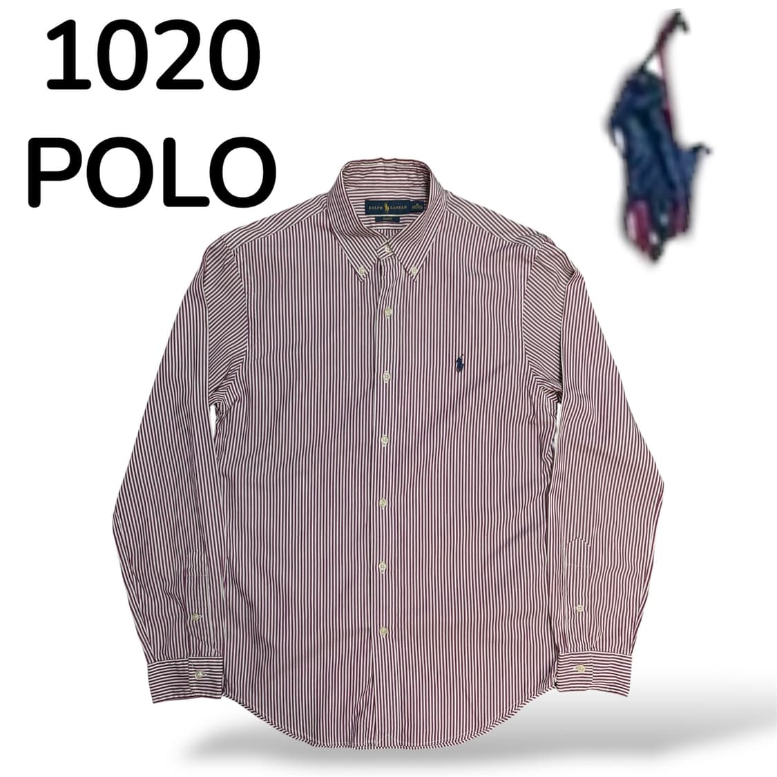 폴로 스몰 로고 스트라이프 레드 패턴 슬림핏 셔츠 M 상품이미지2