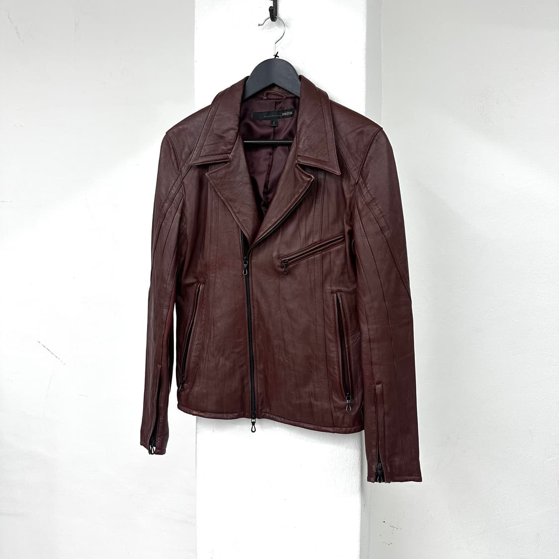 Schlussel burgundy leather jacket 상품이미지5