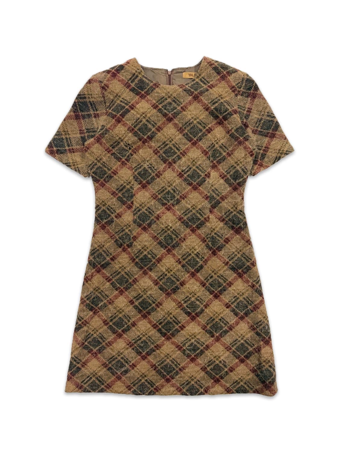 빈티지 YALIE 라이트 브라운 체크 미니 원피스 상품이미지1