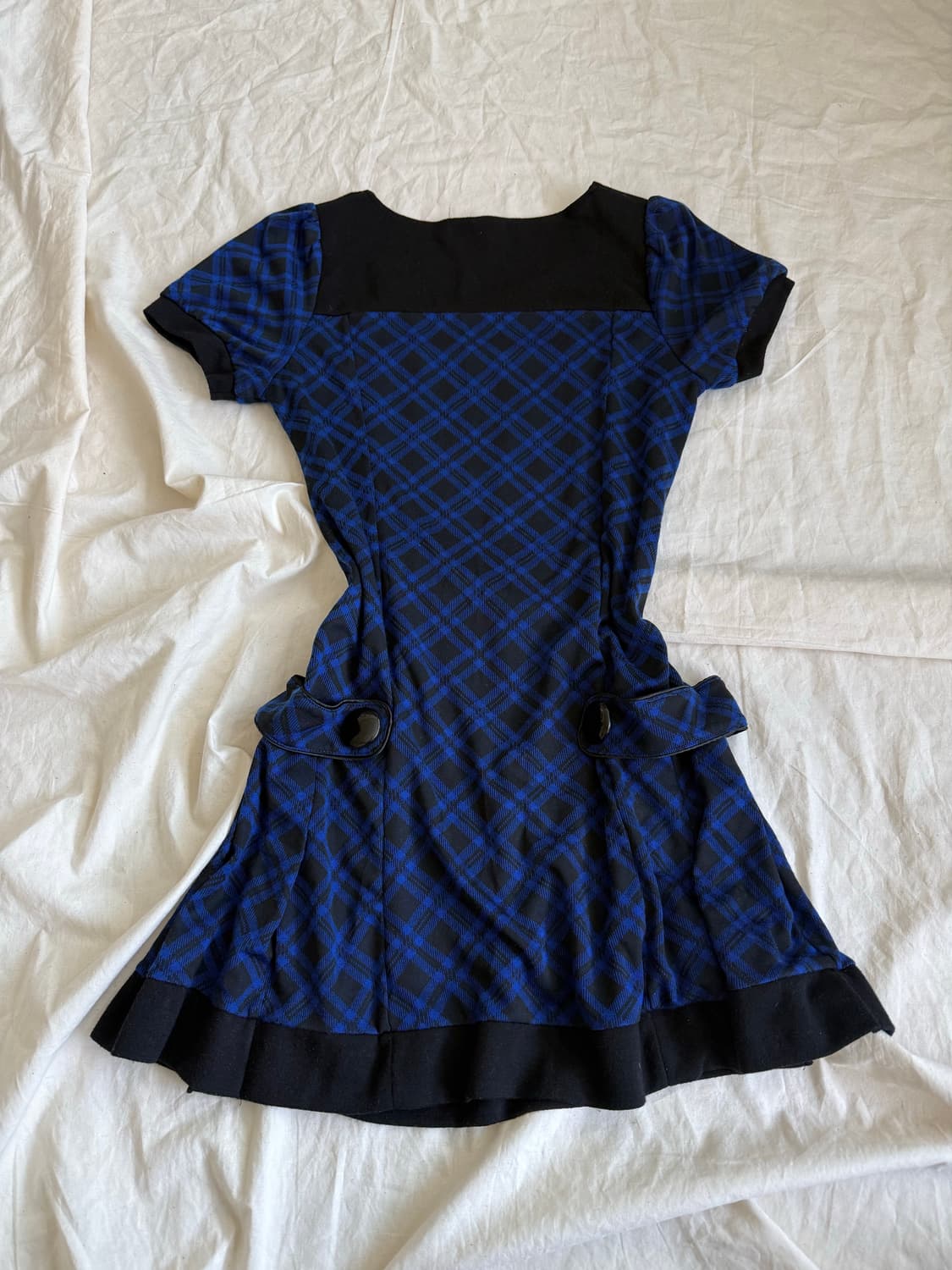 나나펑크 캐캐체 블루 체크 원피스 상품이미지3
