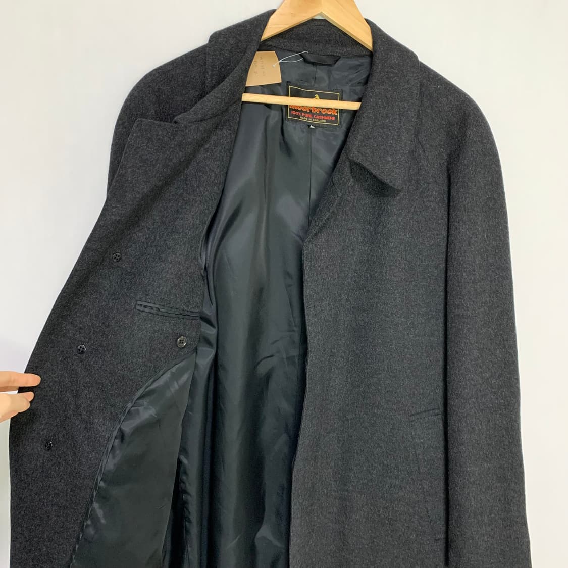 Moorbrook 빈티지 100% 캐시미어 롱코트 남녀공용 차콜 상품이미지9